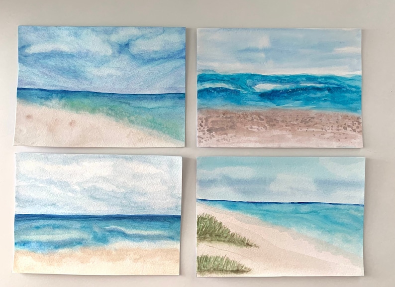 Hand Painted Original Ocean Watercolor Art Greeting Cards,5x7 Blank Inside,Beach Artwork,All Occasion,Set of 3,Gift For Surfer,Beach Bum image 7