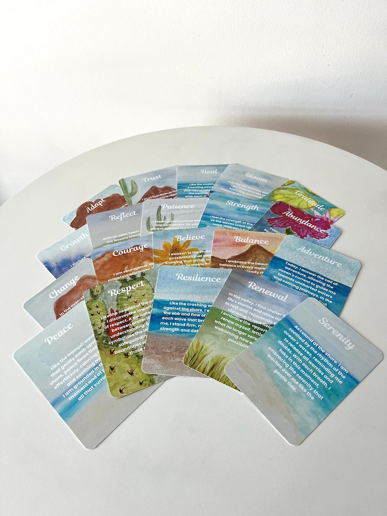 Nature-Inspired Positive Affirmation Card Deck, Hand-Painted Watercolor Art, Daily Intentions for Self-Love & Mindfulness,Artist Designed image 7
