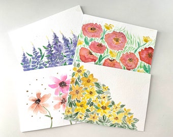 Hand Painted Original Botanical Watercolor Art Greeting Cards/Blank/All Occasion/Flowers/5x7/Kraft Envelopes/Birthday/Thank You/Floral Art
