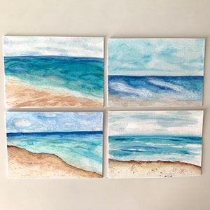 Hand Painted Original Ocean Watercolor Art Greeting Cards,5x7 Blank Inside,Beach Artwork,All Occasion,Set of 3,Gift For Surfer,Beach Bum image 2