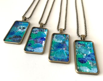 Hand Painted Abstract Art Pendants, Original Art, Unique Friendship Gift,Handmade Wearable Art,Gifts for Family,Set of 4,Gift For Groomsmen