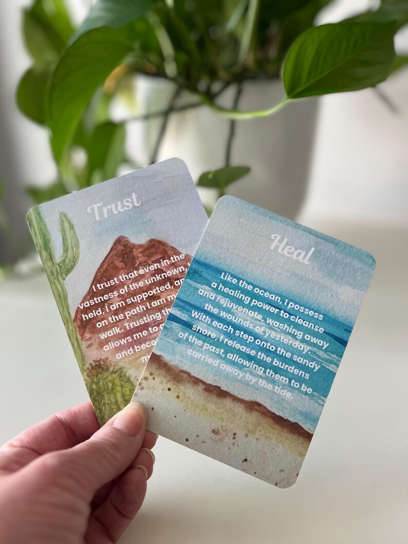 Nature-Inspired Positive Affirmation Card Deck, Hand-Painted Watercolor Art, Daily Intentions for Self-Love & Mindfulness,Artist Designed image 6