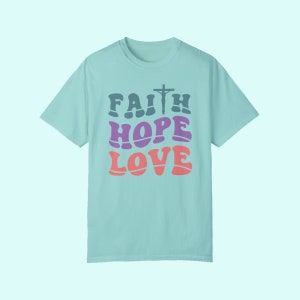 Faith Cross Hope Love T-Shirt Christian Gift Christian Grace Bible Verse Religious Top Prayer Tee Simple Cute Inspirational Soft Comfortable