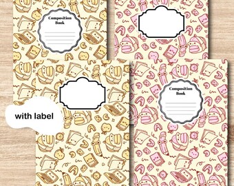 Notebookomslag afdrukbare compositie: Back to School png-ontwerp (digitale download, 6 bestanden)