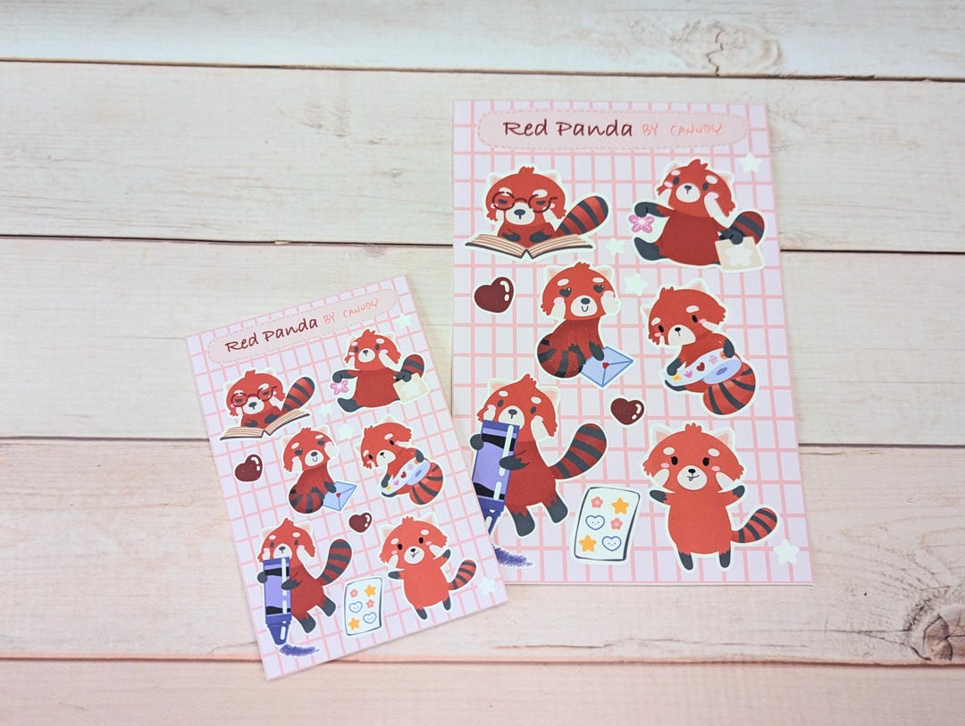 Red Panda Sticker Sheet | Kawaii Decor | Planner | Journaling | Vinyl ...