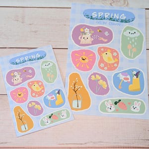 Spring Sticker Sheet | Kawaii Decor | Planner | Journaling | Vinyl sticker | Hand-drawn