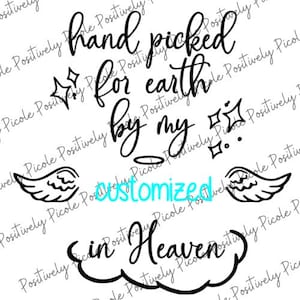 Seleccionado a mano para la Tierra Svg, Svg personalizado, Svg de abuelos, Svg del cielo, Svg de recuerdos de seres queridos, Svg de nombre personalizado, Svg de bebé, Svg de mono
