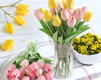 Fleurs de tulipe artificielles | Bouquet de tulipes | Bouquet de mariée | Décorations de mariage | Décoration de bouquet de maison