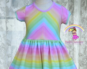 Size 6 Pastel Rainbow Striped Knit Dress