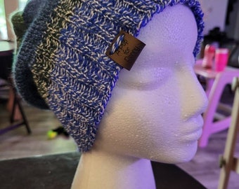 Hand knit slouch hat, handspun yarn, Apupforpenny fundraiser
