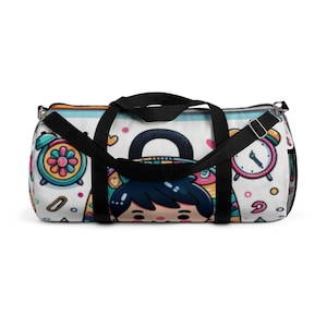 Cute Cartoon Duffel Bag, Gym Tote, Travel Luggage, Sports Bag, Weekender Bag, Fun Design