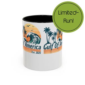 Tasse à café colorée du golfe d'Amérique, 11 oz, 15 oz, cadeau carte President Trump, tasse politique unique