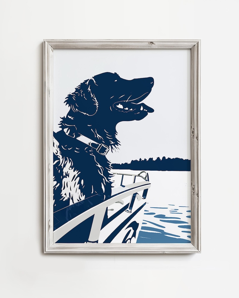 Black Labrador Pontoon Boat Cruise | Summertime Dog Sketch Art ...