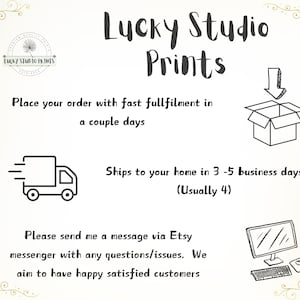 a poster with instructions on how to use the lucky studio prints