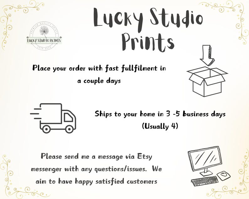 a poster with instructions on how to use the lucky studio prints