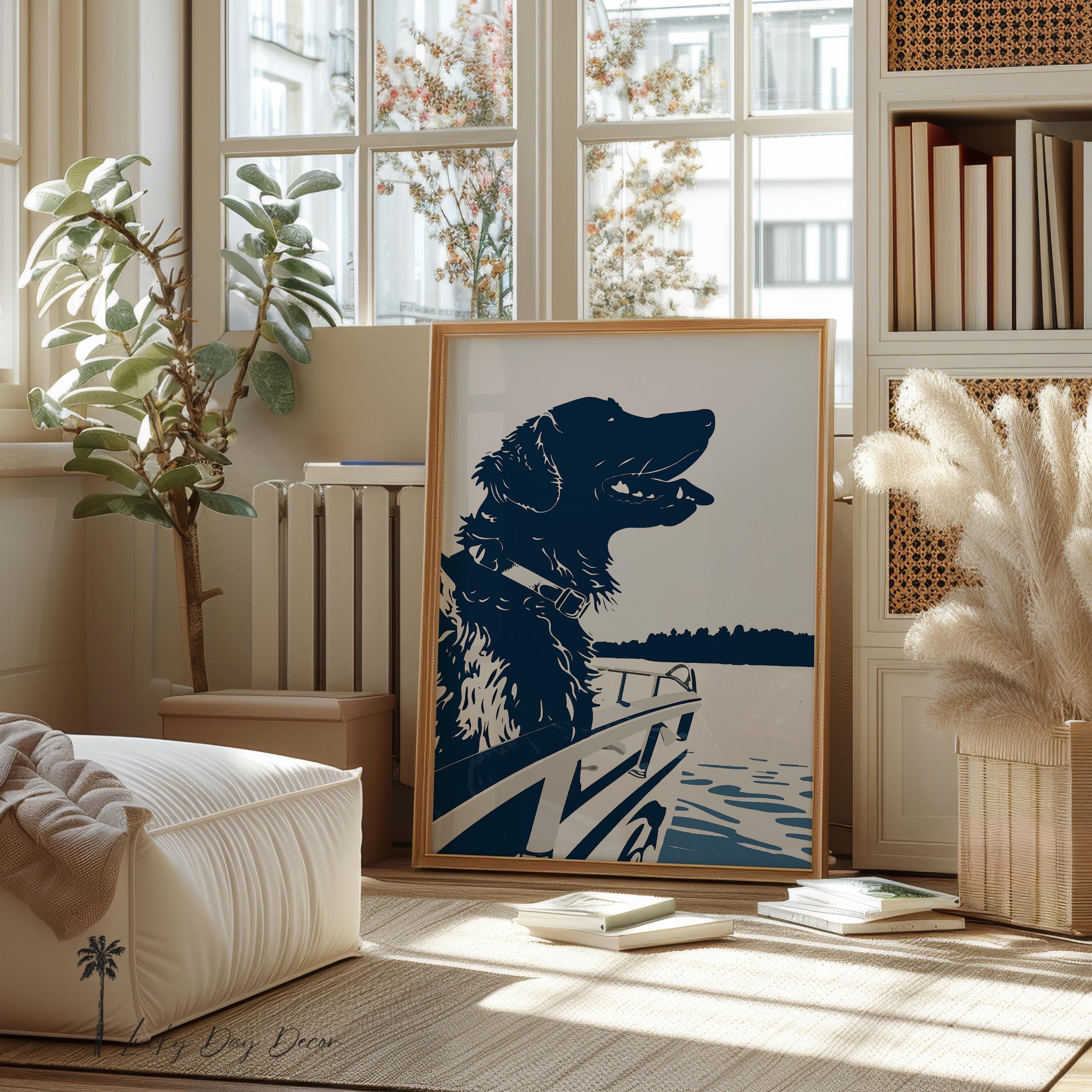 Black Labrador Pontoon Boat Cruise | Summertime Dog Sketch Art ...
