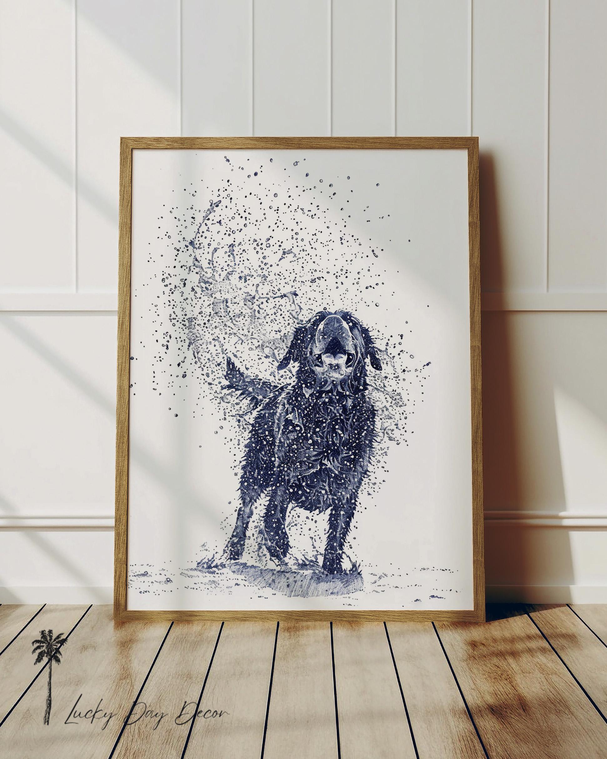 Mutt Wet Dog Shake | Summertime Dog Sketch Art | Happy Dog Life