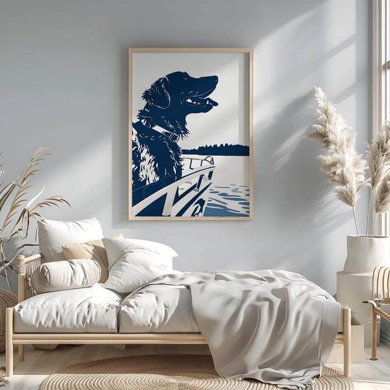 Black Labrador Pontoon Boat Cruise | Summertime Dog Sketch Art ...