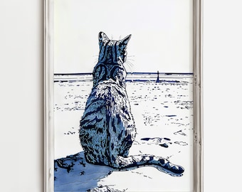 ABAKUHAUS Gatto Tovaglia, Cat Cartoon Scheletro di Pesce, Rettangolare
