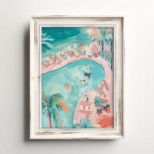 Dog Vacation Day | Whimsical Dog Art Print | Fun Summer Wall Decor for Dog Lovers | Colorful Canine Painting | Pastel Watercolor Print