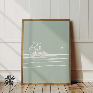 Boy & Sand Castle | Beach Day Wall Decor | Simplistic Beach Life | Nursery Children&#39;s Room | Coastal Cottage Print | Kids Room Wall Decor