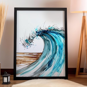 Vintage California Wave Art | Coastal Surfer Art | Fun Beach Imagery | Trendy Surf Art Prints | Ocean Wall Art For Beach Lover | Surfer Girl