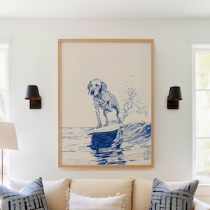 Dni Psa Na Wodach Przybrzeżnych Surfing - Proste Dni Plaży - Psy W Raju - Coastal Home Condo - Szczęśliwe Mamy Psów Sztuka - Szkic Rysunek Sztuka