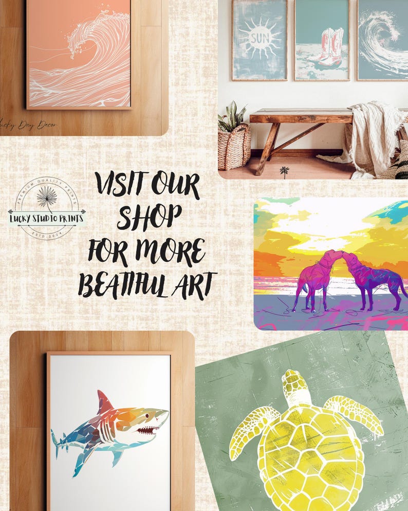 Dog Days at the Beach Whimsical Surf Pose Coastal Dog Sketch Funny