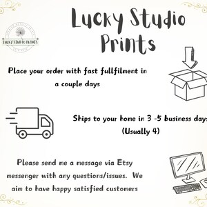a poster with instructions on how to use the lucky studio prints