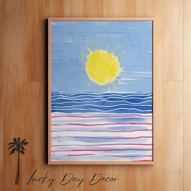 a picture of a painting on a wall with a palm tree