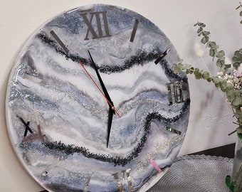 Resin Art Clock, Home Decor, Modern Wall Art, Handmade Wall Clock. Size 16 inches.
