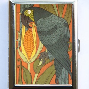 Jugendstil Papagei Zigarette Fall Brieftasche Visitenkarte Halter