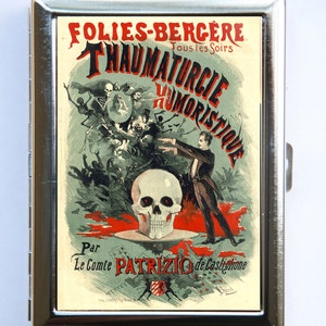 Vintage francés Magic Circus cartel cigarrillo caso de la cartera de la tarjeta de visita del titular de los artistas freaks