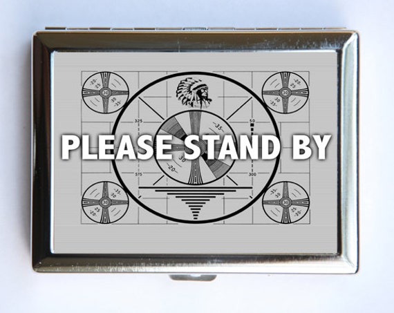 TV Please Stand By Cigarette Case Wallet Business Card Holder television test pattern indian