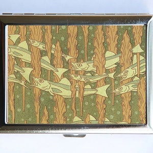 Estuche para cigarrillos con diseño de pez Art Nouveau, cartera y tarjetero