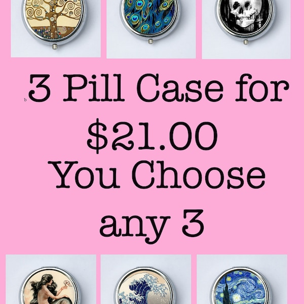 Buy 3 deal PILL CASE pill box holder pillbox pill case great gift