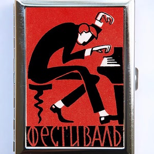 Russian Piano Player Cigarette Case Wallet Business Card Holder