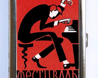 Russian Piano Player Cigarette Case Wallet Business Card Holder