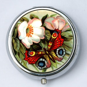 Butterfly Flower PILL case pillbox pill box holder flowers nature calm pretty DIY