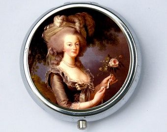 Marie Antoinette pillbox Pill case box holder holding a Rose French Queen History revolution