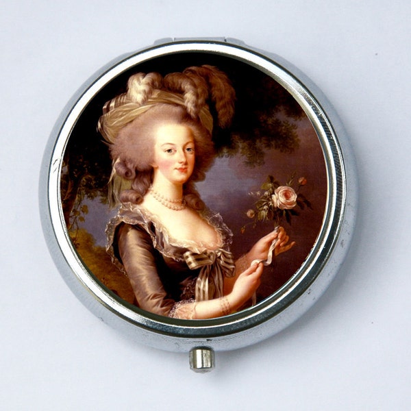 Marie Antoinette pillbox Pill case box holder holding a Rose French Queen History revolution