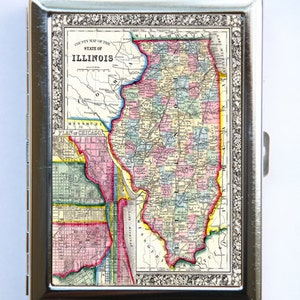 Illinois Karte Zigarette Fall Brieftasche Visitenkarte Halter id Fall Atlas Karte Chicago