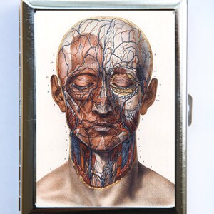 Cabeza de anatomía vetas cigarette Case Cartera Tarjeta de Visita Titular gótico extraño médico