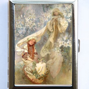 Mucha Madonna der Lilien Zigarette Fall ID Fall Brieftasche Visitenkarte Halter