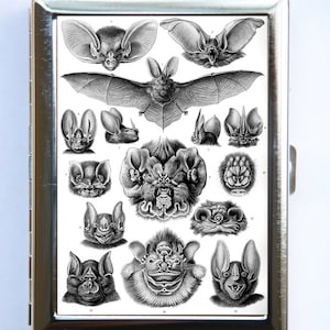 Murciélagos cabezas de cigarrillo caja cartera tarjeta de visita titular gótico psicobilly horror drácula vampiros punk diy