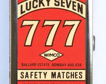 Lucky Seven 777 Safety Match Cigarette Case Wallet Business Card Holder