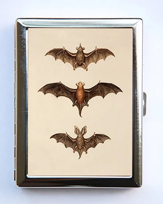 Bats Cigarette Case Wallet Business Card Holder gothic psychobilly horror dracula vampires punk diy