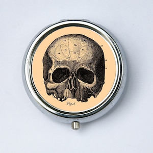 Victorian Medical Skull Pill case pillbox holder steampunk gothic psychobilly anatomy