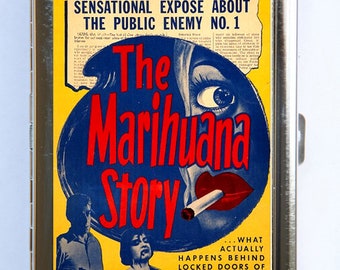 Vintage Marijuana Marihuana Poster Cigarette Case Wallet Business Card Holder