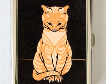 Orange Tabby Cat Cigarette Case Wallet Business Card Holder